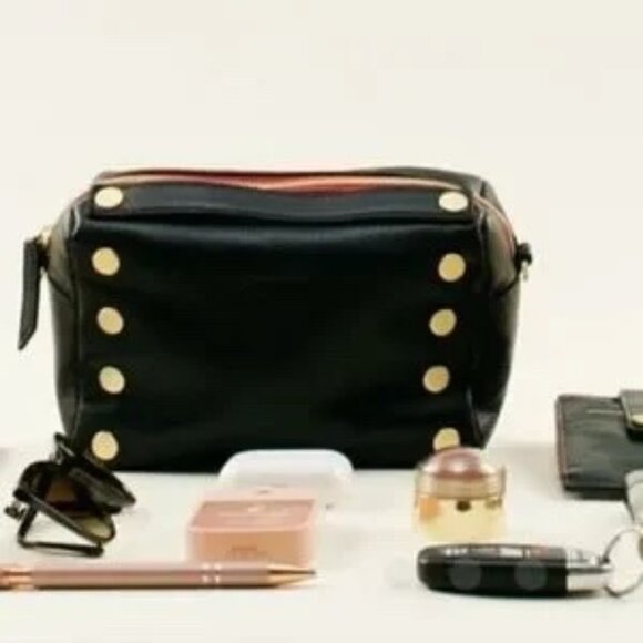 HAMMITT Evan Crossbody sml Black/Brushed Gold Red Zip - Picture 2 of 12